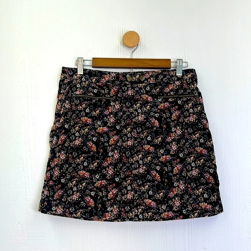 Mossimo Supply CO - Floral Corduroy Black Button Mini Skirt Size 6